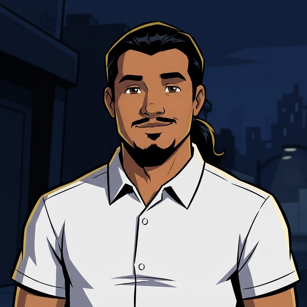 Retrato ilustrado de Dani en estilo cel-shading